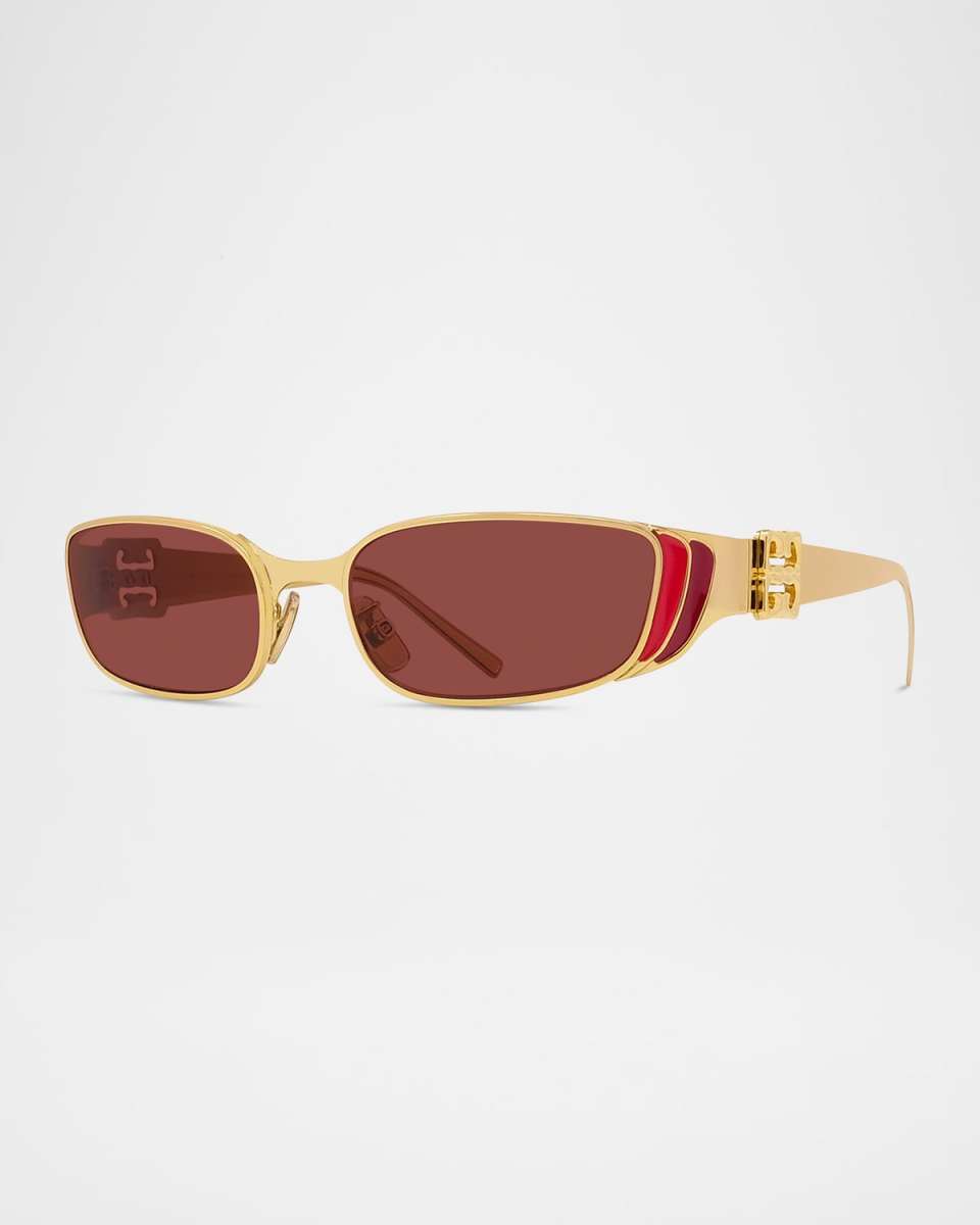 4G Liquid Metal and Nylon Rectangle Sunglasses